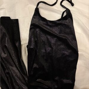 Vintage Betsey Johnson Black Glitter Halter Evening Maxi Dress- Size Small